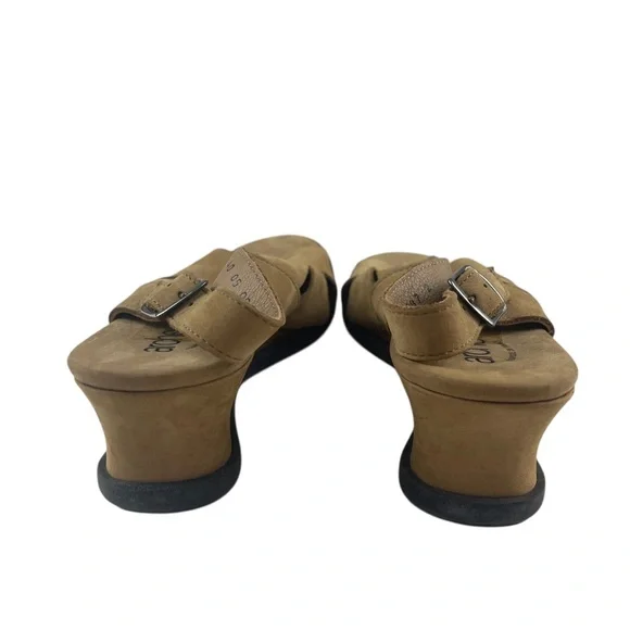 Arche France Tan Soft Nubuck Leather Peep Toe Slingback Sandals Sz 40 (9 US) - Picture 6 of 10